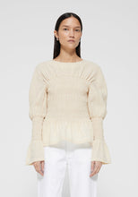 Load image into Gallery viewer, Smocked Cotton-linen Top - Cream

