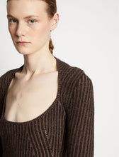 Load image into Gallery viewer, Plaited Rib Scoop Neck Sweater Brown/Black
