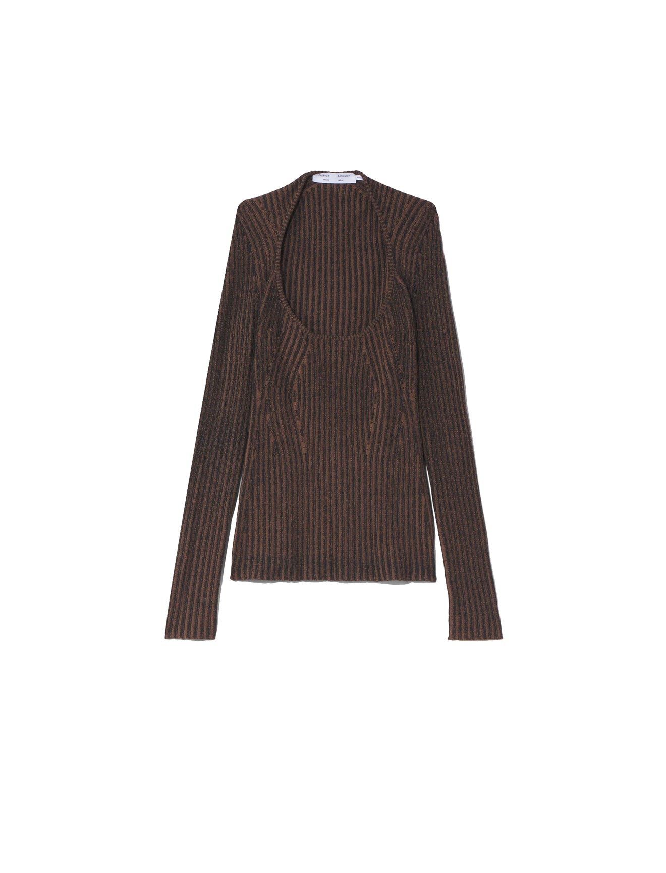 Plaited Rib Scoop Neck Sweater Brown/Black