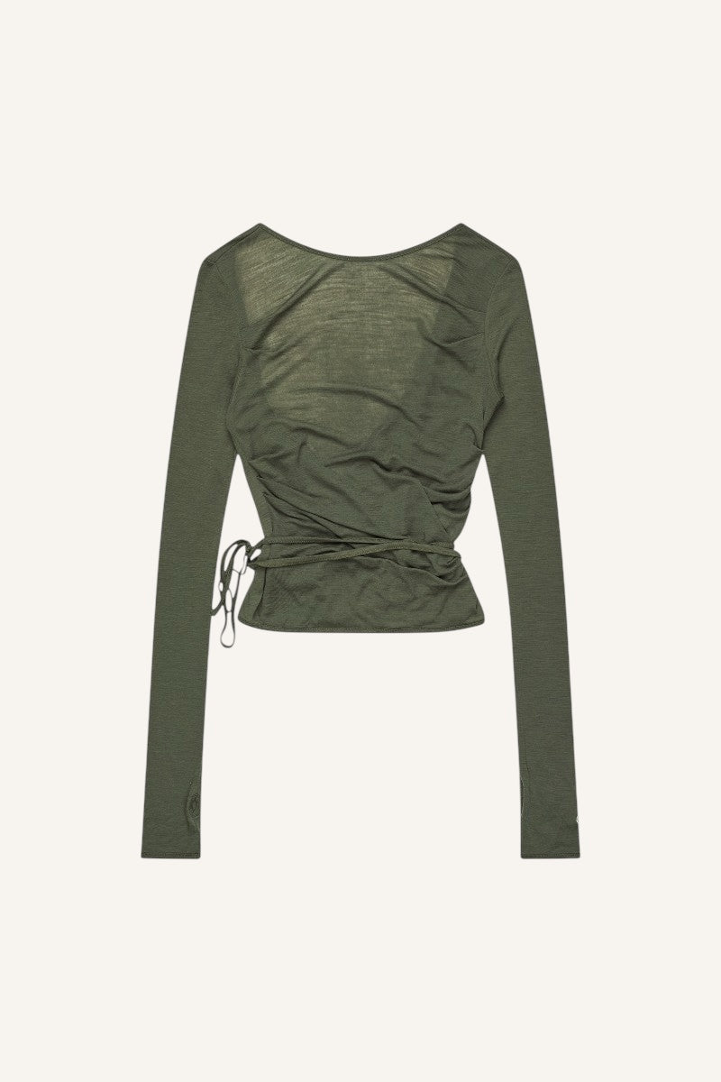 Luna Wrap Blouse - Olive Green