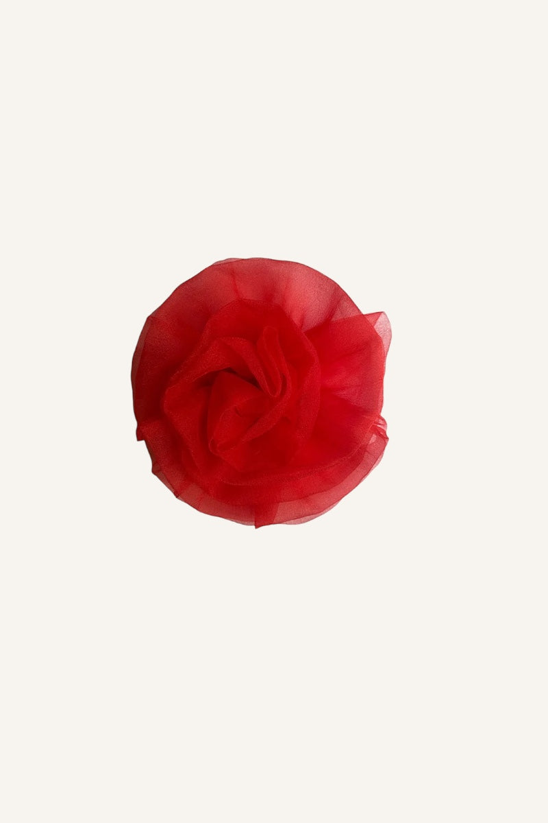 Carrie Flower Rosette - Red