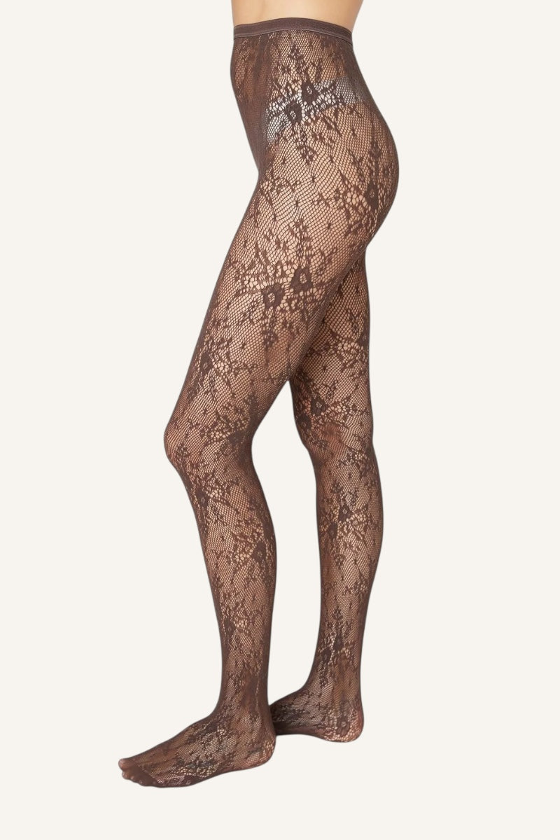 Lace tights - brown