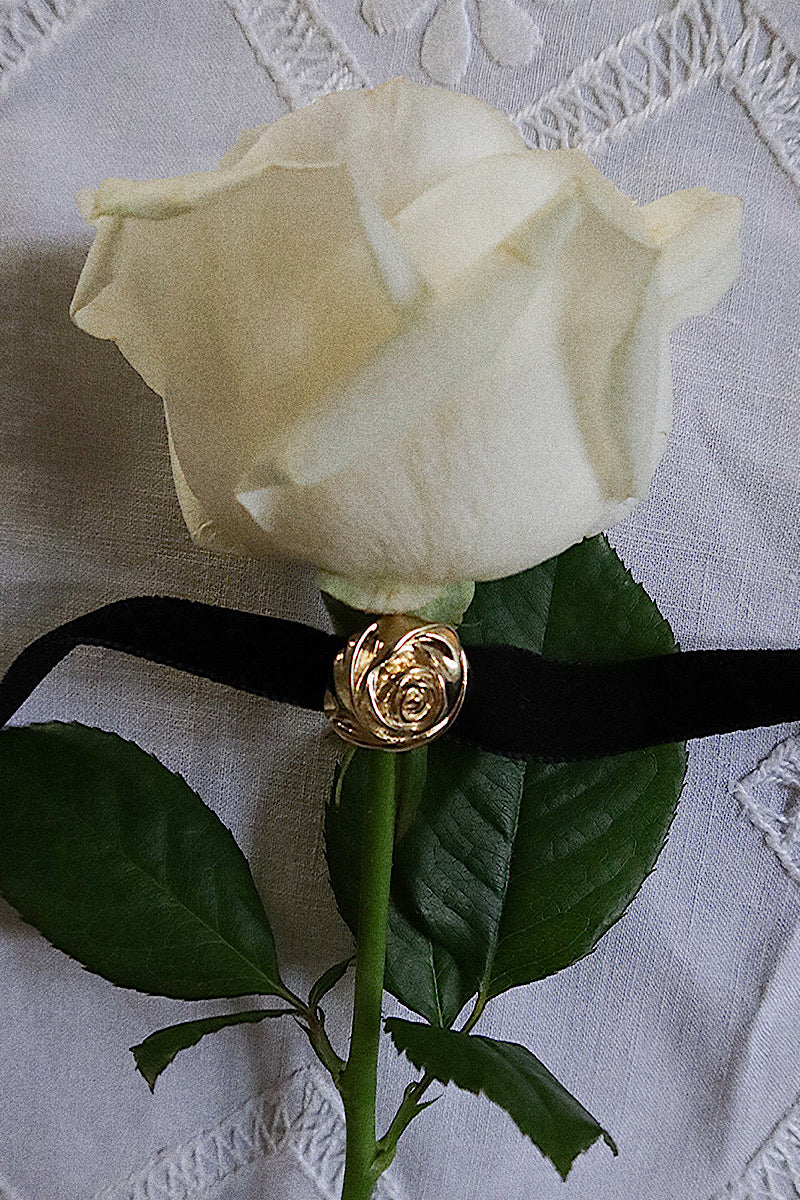 Rose Choker Necklace - Gold