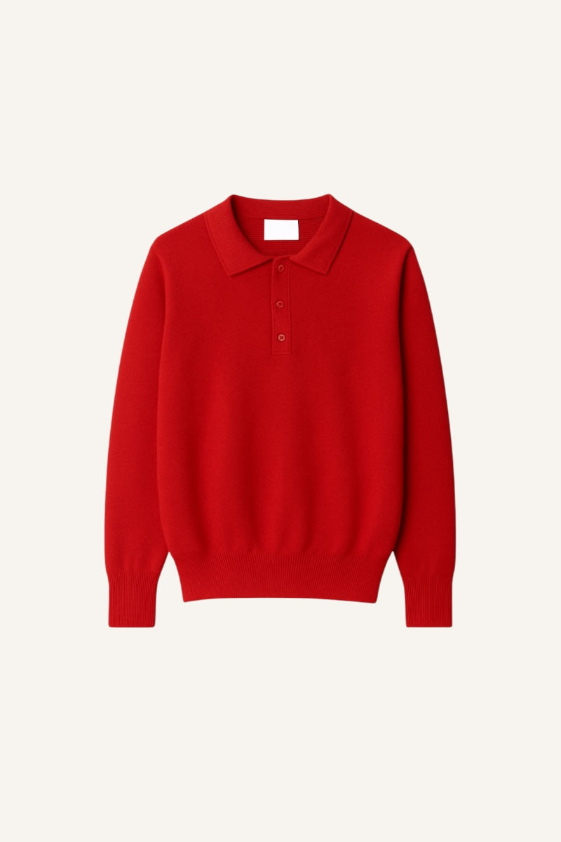 PRE-ORDER. Cashmere Polo shirt - Perfect red