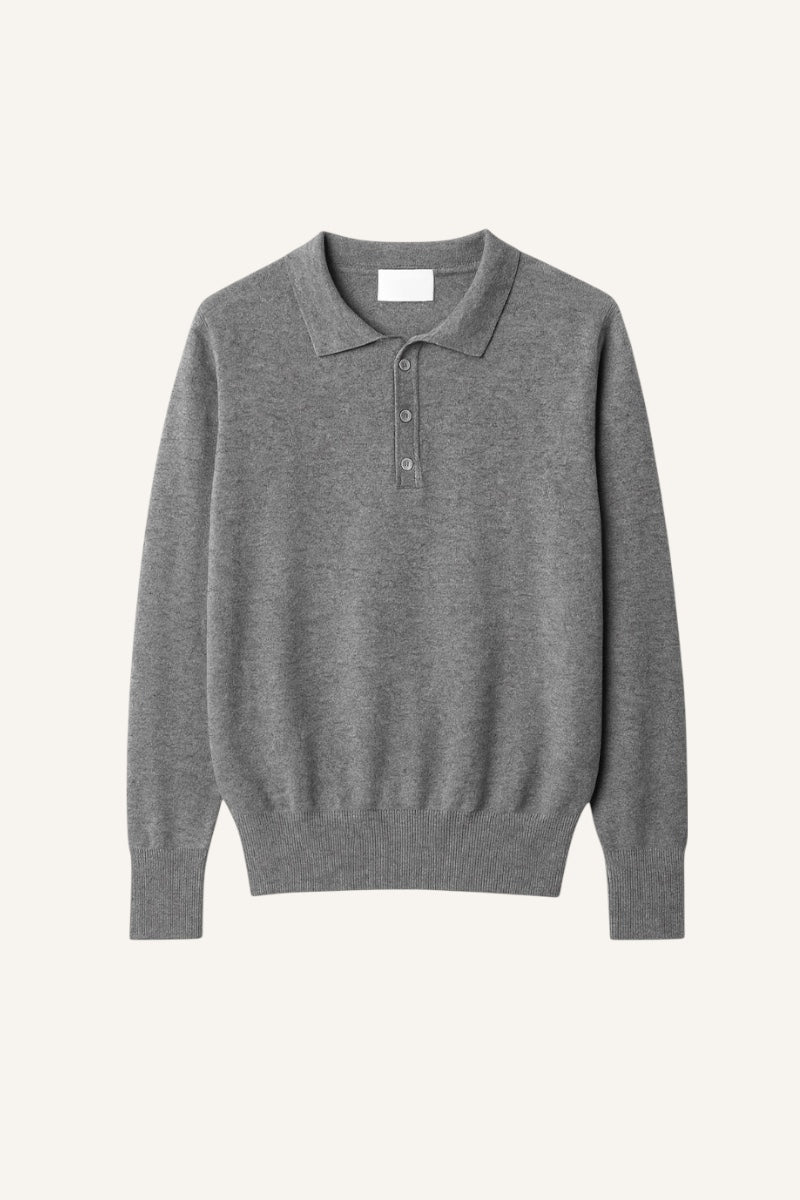 Cashmere Polo shirt - Grey Melange