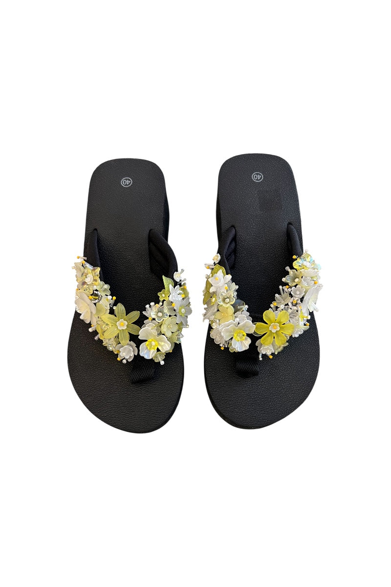 Beaded Flip Flop - Butter