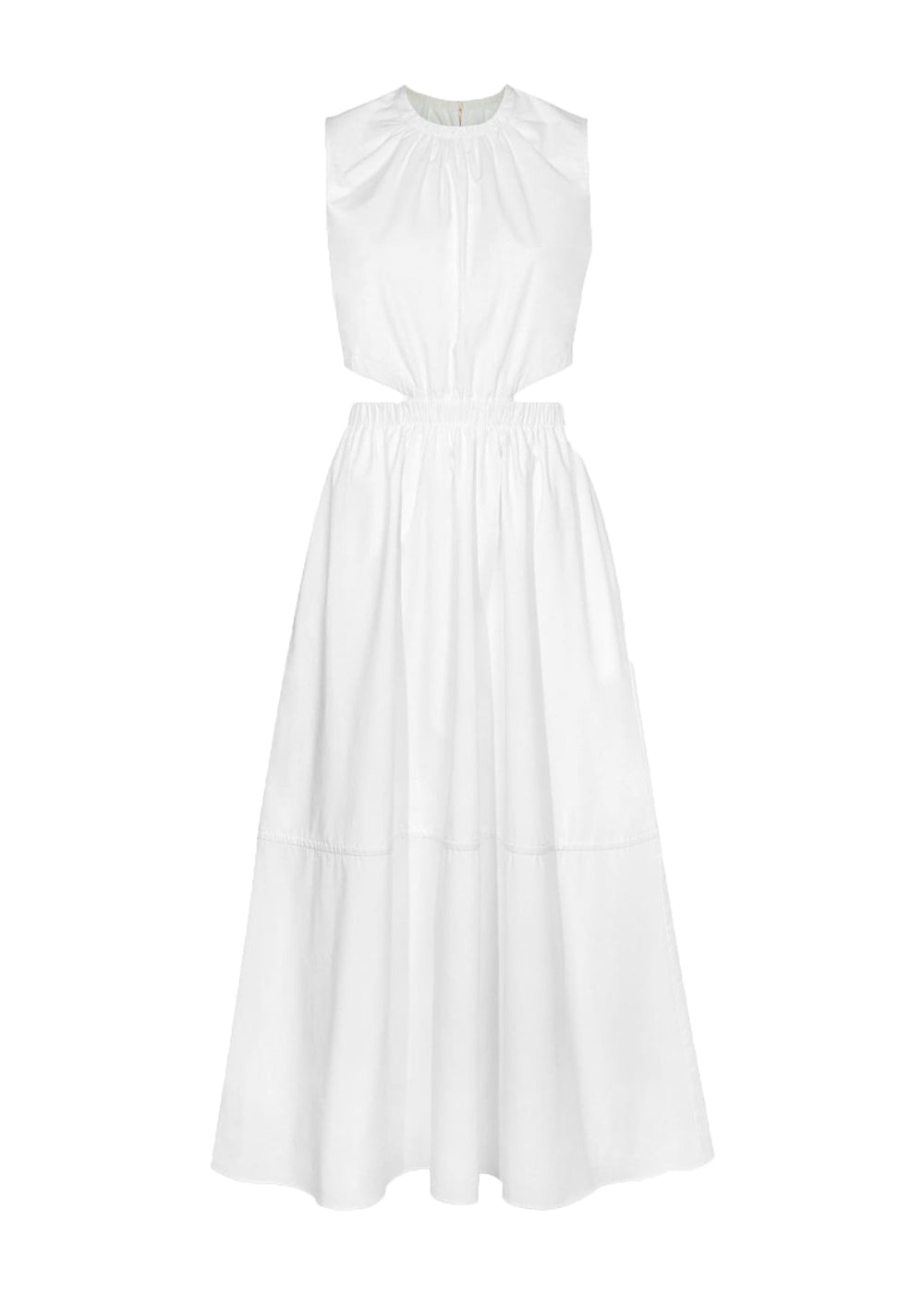 Poplin Cut Out Midi Dress - Off White