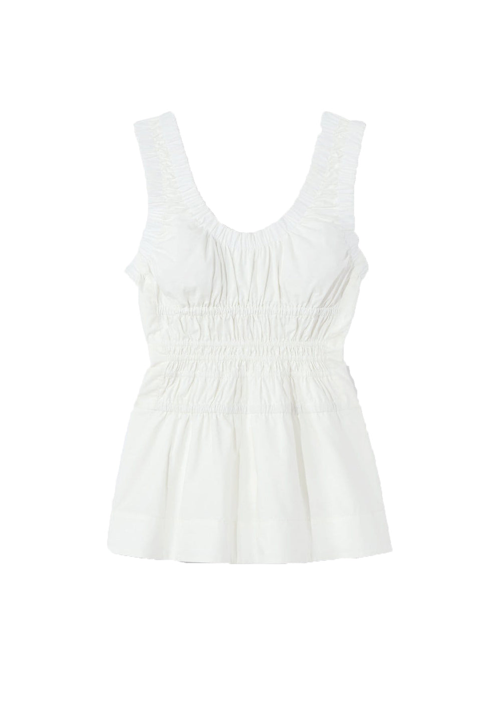 Poplin Gathered Tank Top - Off White