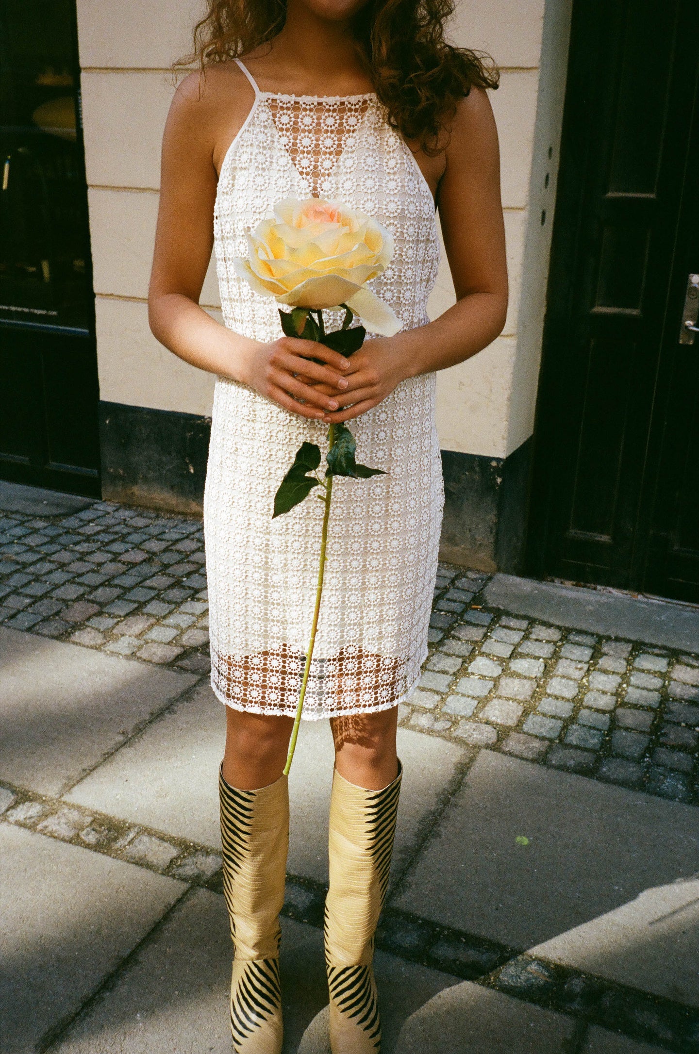 Lace Lingerie-inspired Dress - White