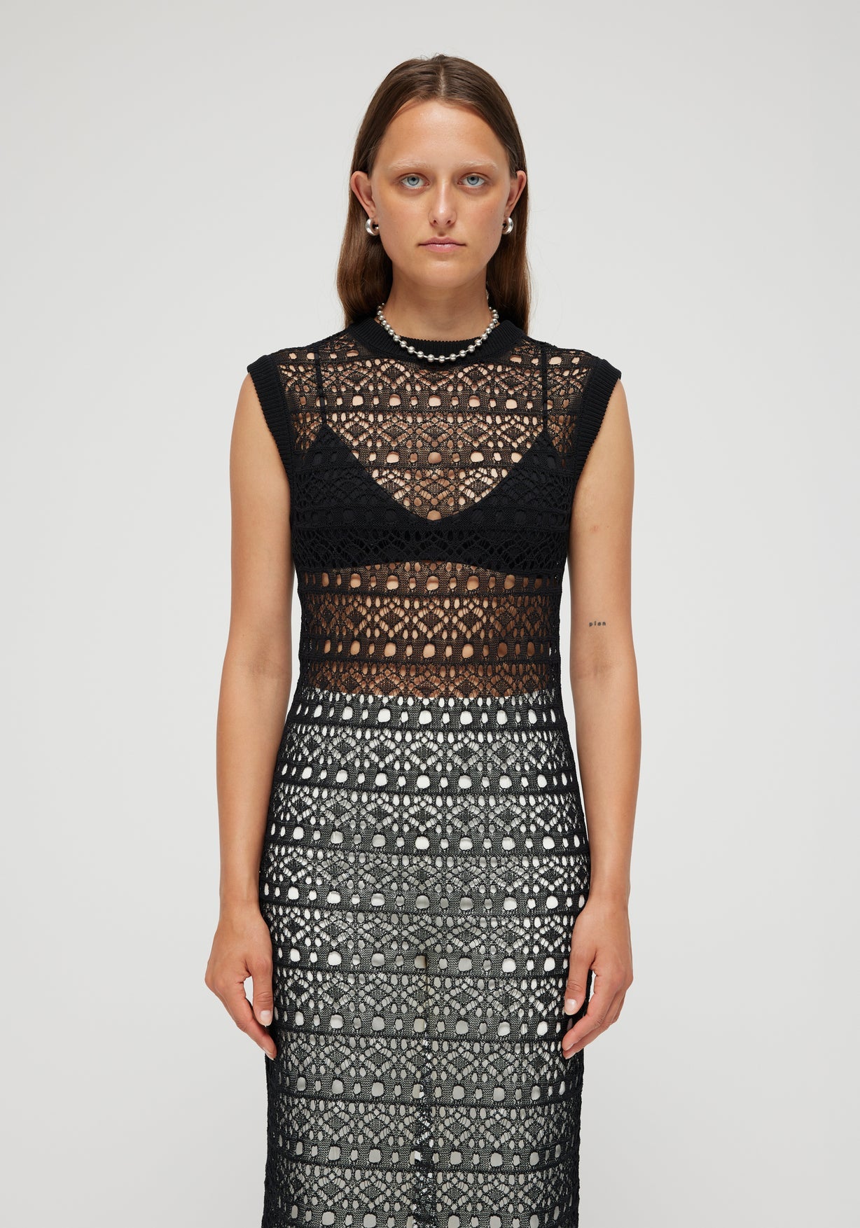 Macramé Knit Dress Noir