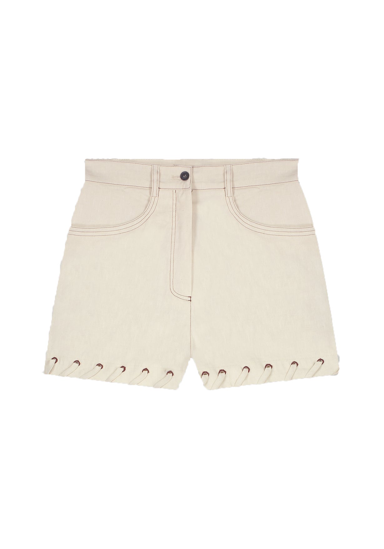 Lace-up Detail Shorts - Short Cream